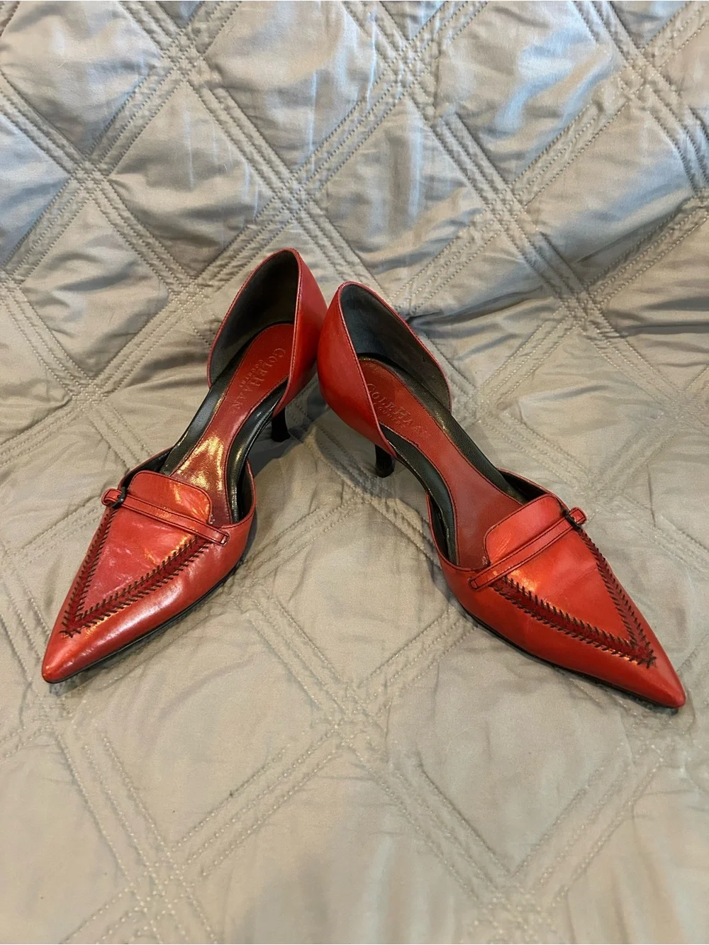 Cole Haan Red Pointed-Toe D'Orsay Pump with Loafer Strap
